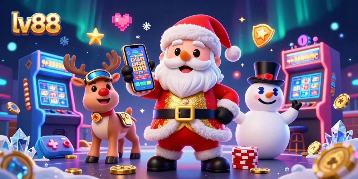 Win big with lv88 at the exciting casino, featuring vibrant characters and sparkling gaming elements.