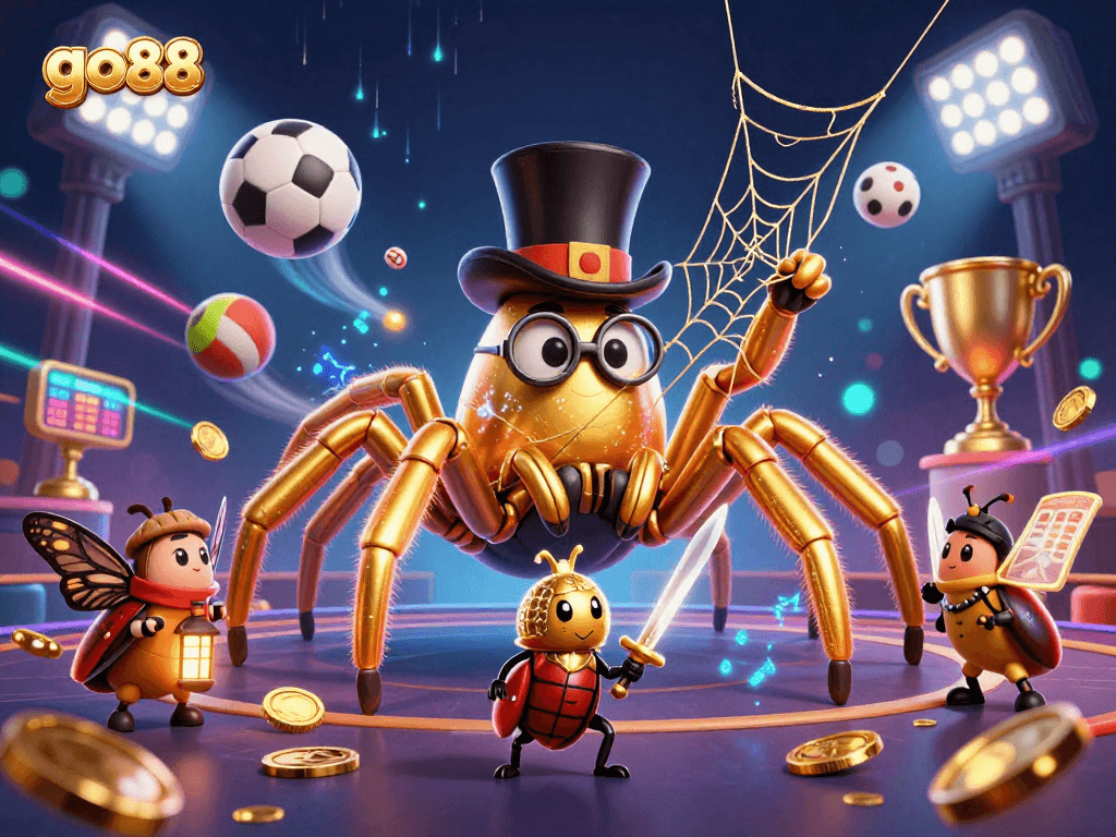 go88 showcases a thrilling gambling scene with dynamic sports elements and engaging characters.