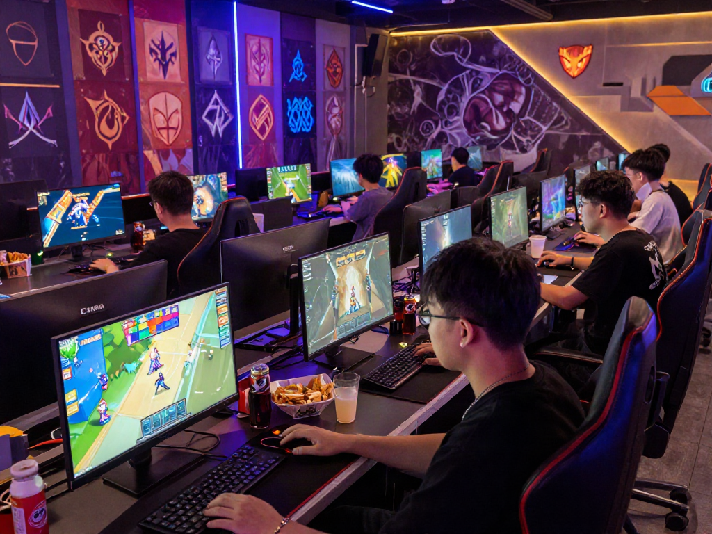 ZONA66 gaming lounge with players focused on high-stakes games, vibrant atmosphere, and modern technology.