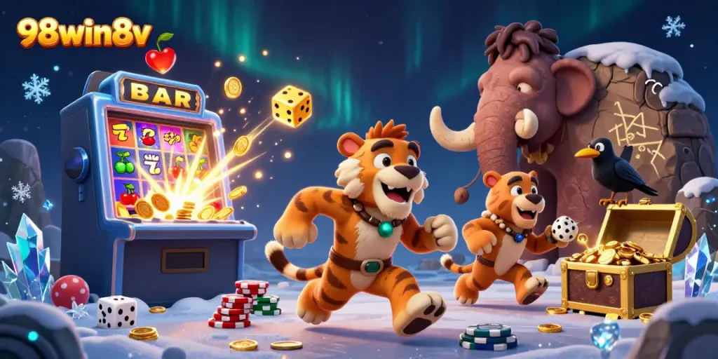 Experience the thrill of 98win8v as cavemen and sabertooth tigers run a vibrant prehistoric casino.