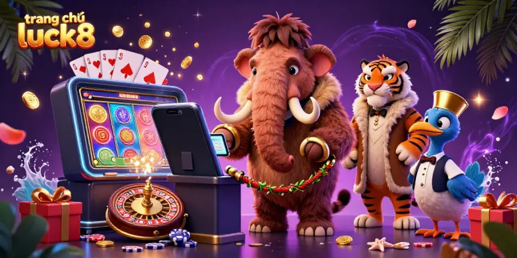 Engage with exciting games on trang chủ luck8 featuring vibrant characters in a lively casino scene.