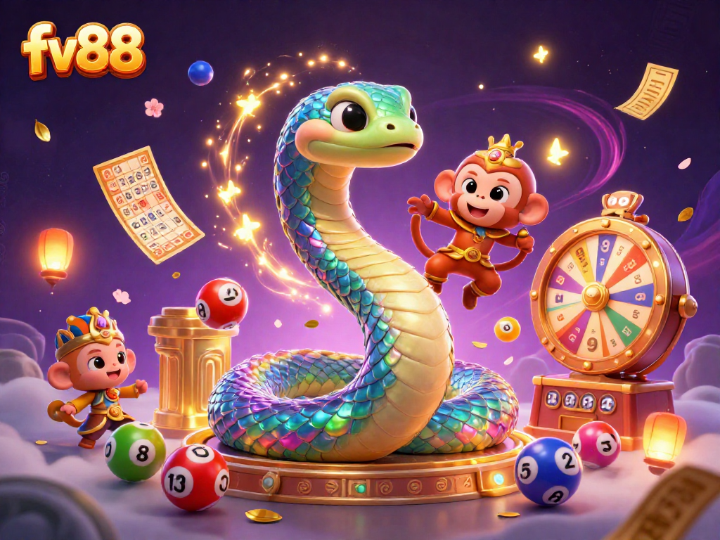 Experience excitement at FV88 with vibrant casino action and colorful lottery animations.