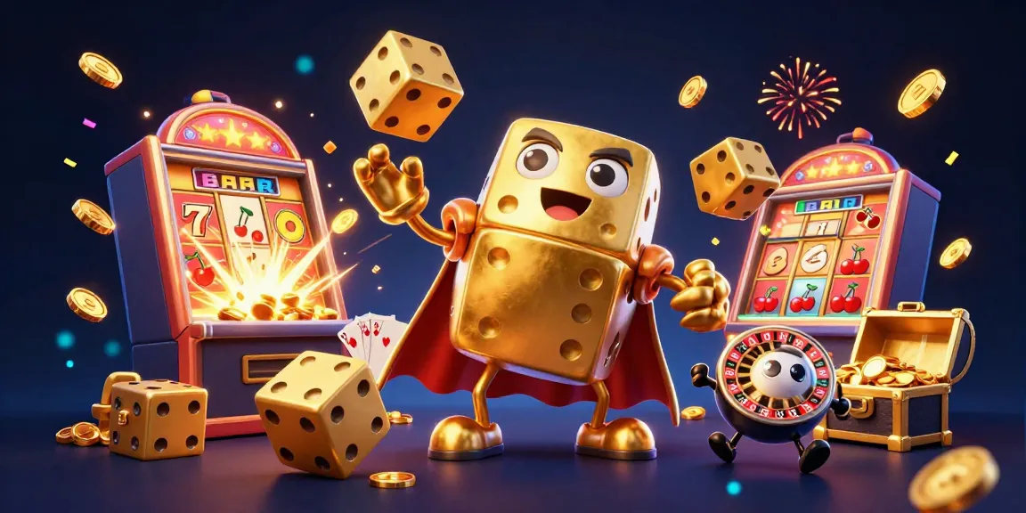 DABET brings excitement to the table with a dynamic casino scene showcasing golden dice and jackpot thrills.