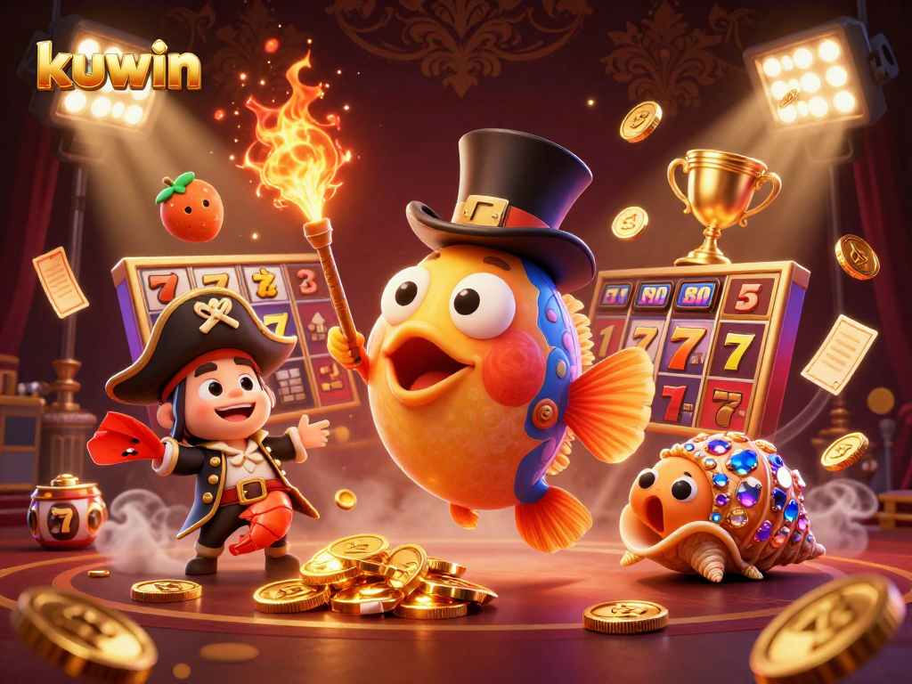 kuwin uses a glowing anglerfish to attract treasure in a vibrant casino underwater scene.
