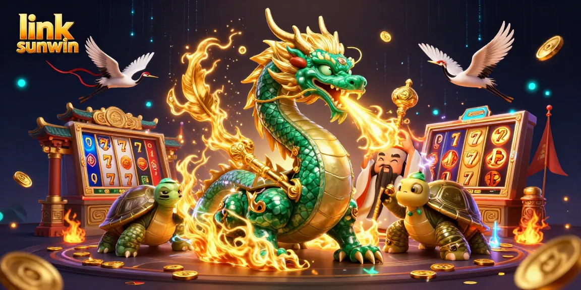 Engage with link sunwin for a thrilling slots experience highlighted by vibrant dragons and ancient elements.