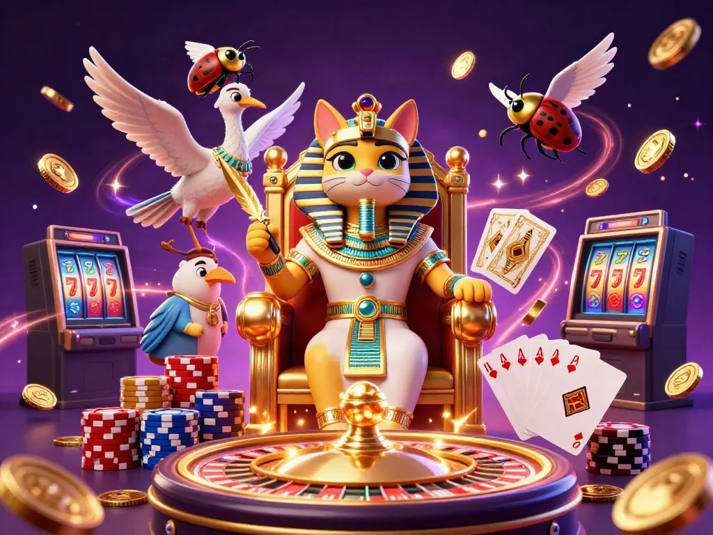 Experience thrilling gameplay with 8xbet featuring a pharaoh cat and treasures of chance.