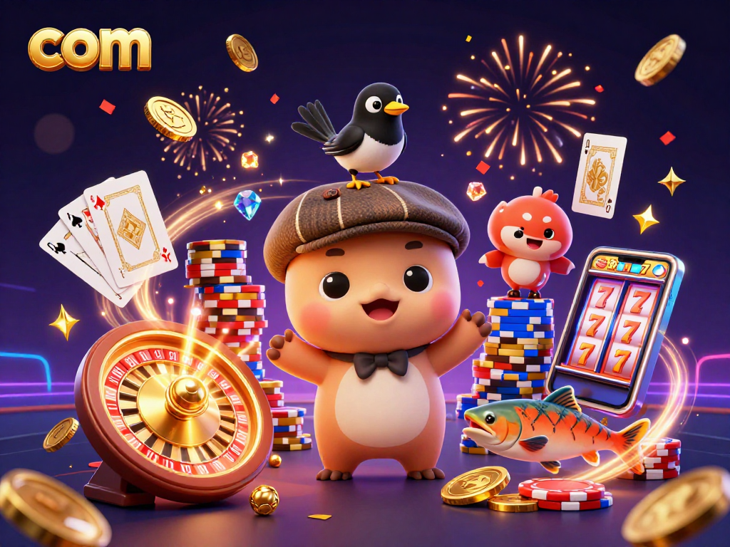 Win at Z188.com with a vibrant 3D casino scene featuring baby Nessie, gold coins, and festive elements.