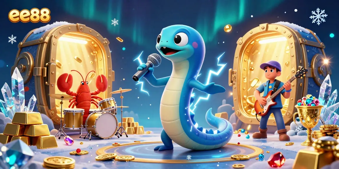 Experience thrilling underwater casino action with ee88 featuring an electric eel DJ and vibrant treasure elements.