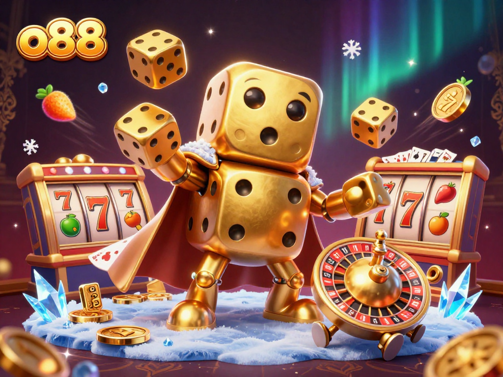 Experience thrilling gameplay with o88's dynamic slot action surrounded by vibrant casino elements.