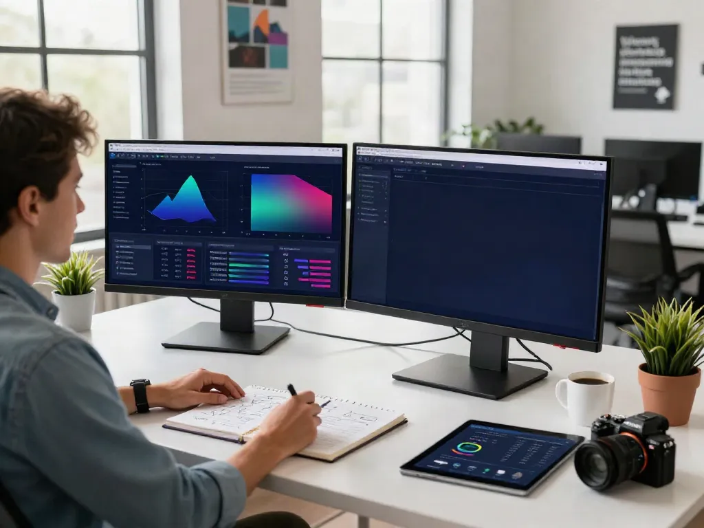 Instant indexing tools used by a digital marketer in a bright office.