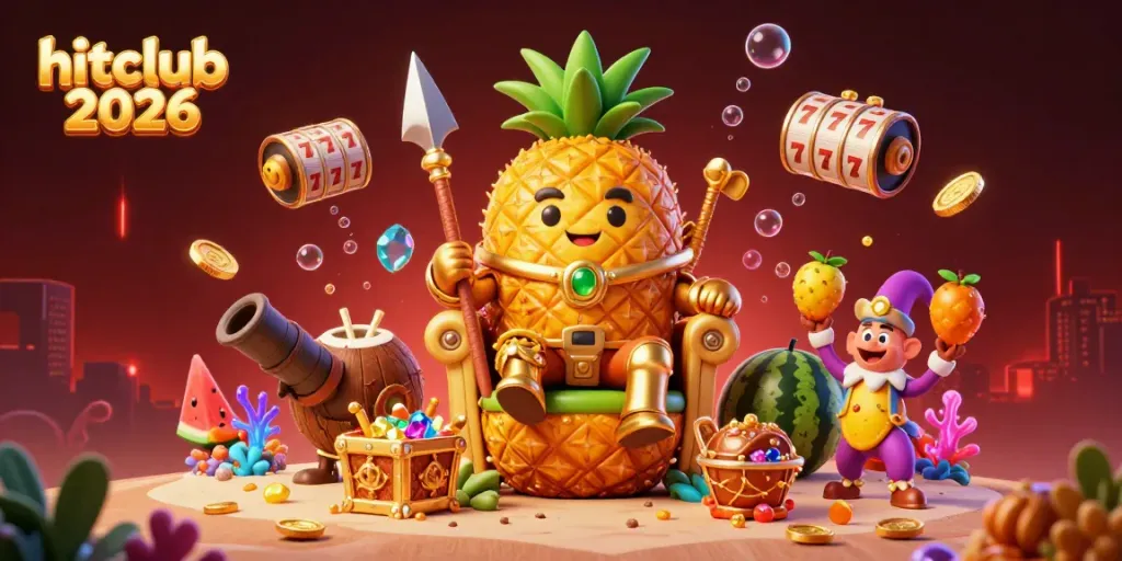 Engage in the adventure with hitclub 2026 in this vibrant casino illustration featuring rich elements and characters.