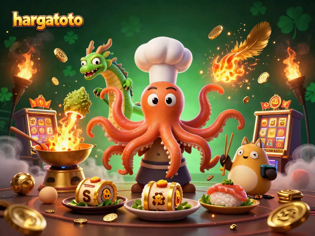 Spin winnings at hargatoto's exciting slot environment with vibrant characters and golden elements.