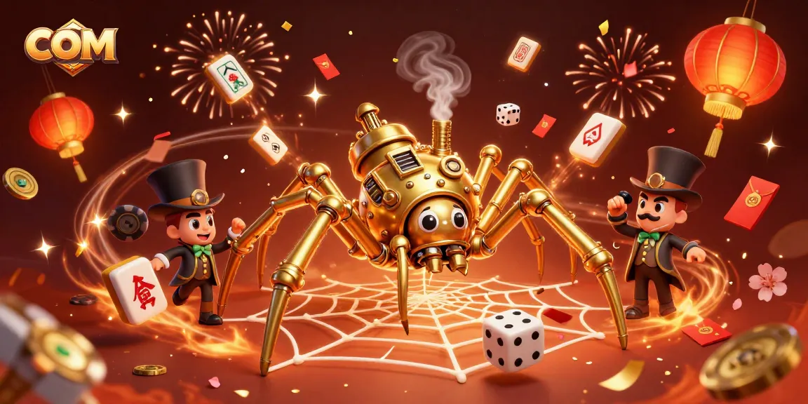 Engage in thrilling gameplay at com with a dynamic casino-themed scene featuring steampunk elements and festive symbols.