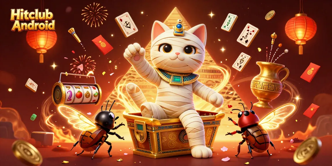 Experience the excitement of Hitclub Android featuring the mummy cat and casino elements.