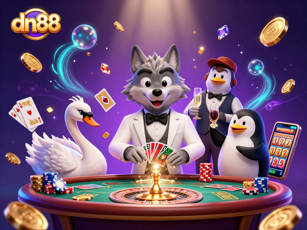 Experience thrilling gaming at dn88 with dazzling visuals of a baccarat game featuring stylish characters.