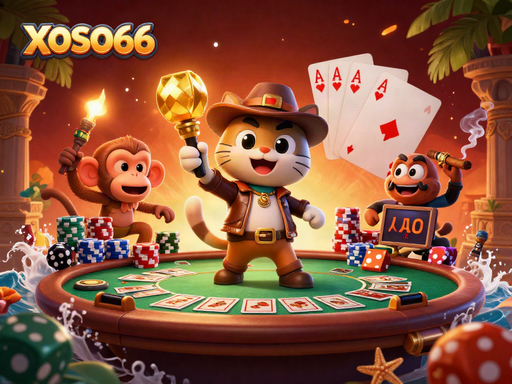 XOSO66 offers an exciting chance to win at poker while uncovering treasures with a cartoon explorer.