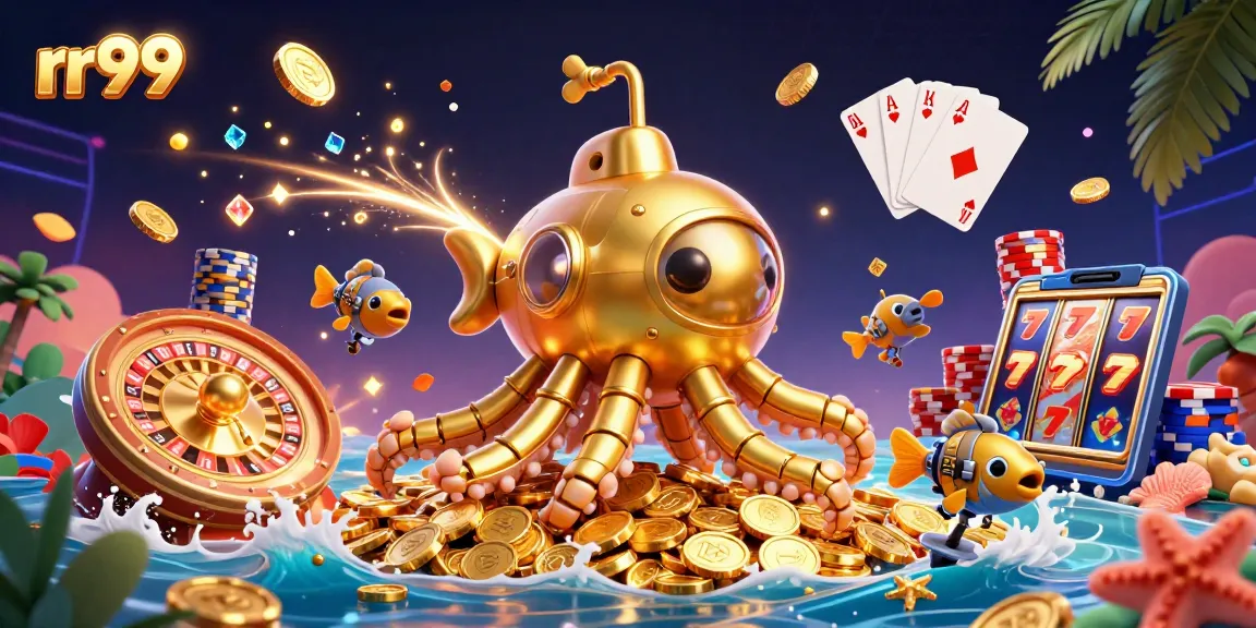 Experience thrilling gameplay at rr99 with vibrant slots, golden coins, and casino elements.
