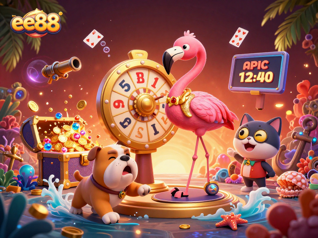 Spin and win at ee88 with exciting game show scenes featuring vibrant colors and fun characters.