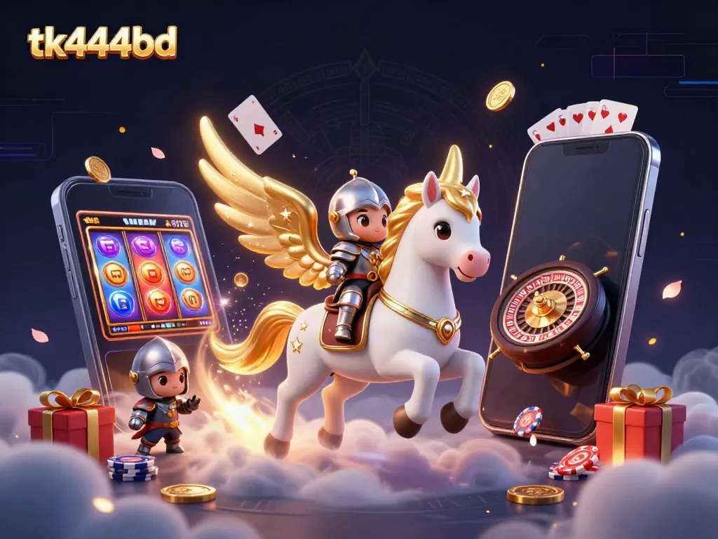 Experience thrilling gameplay with tk444bd's vibrant 3D casino scene featuring games and excitement.