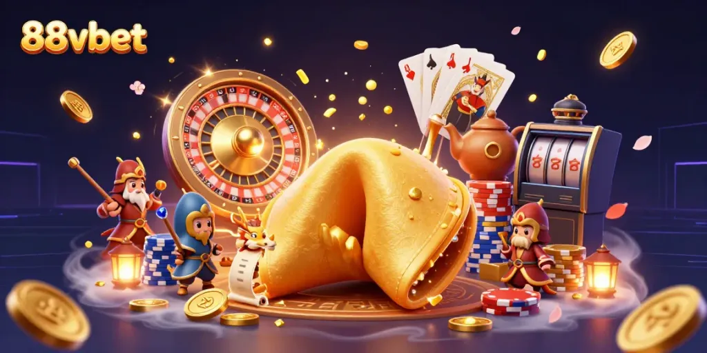 Experience exciting gambling action with 88vbet in this vibrant 3D casino illustration.