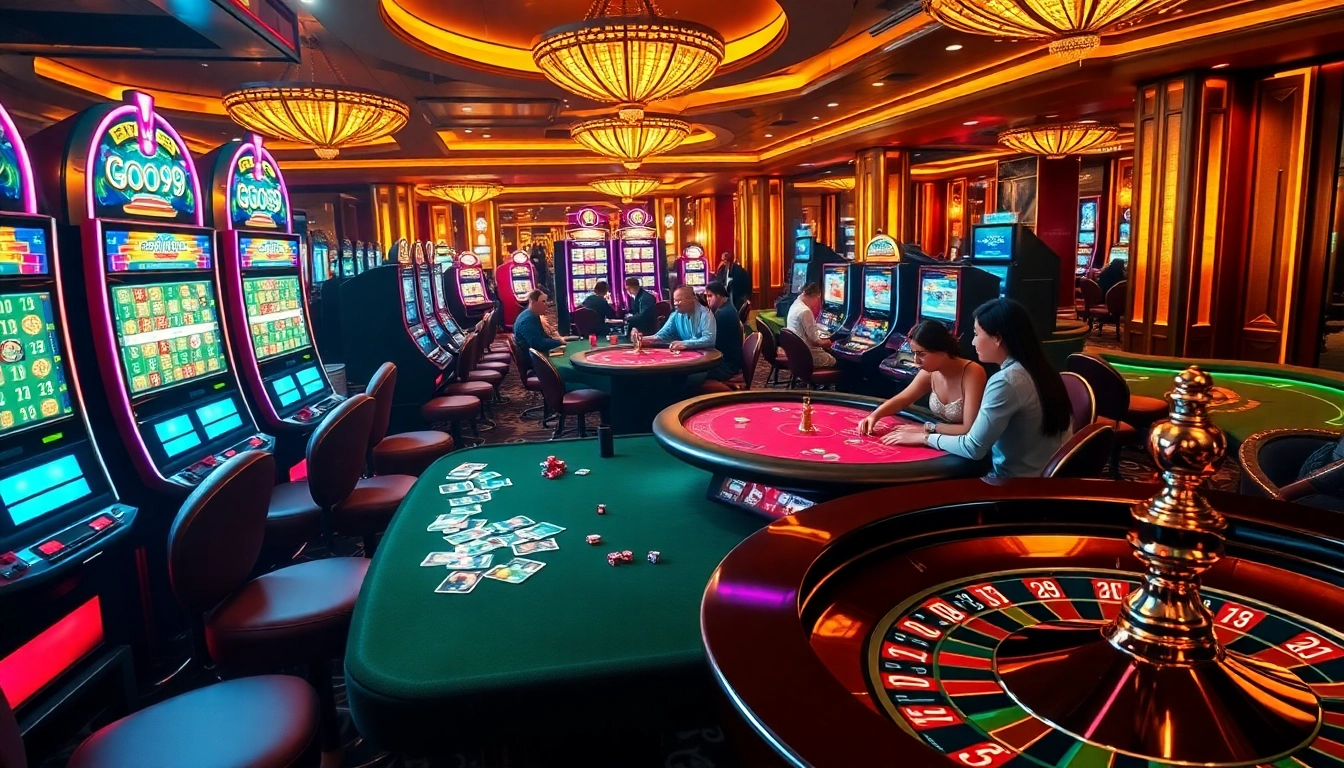 Players enjoying a thrilling game at Go99's luxurious casino setting.