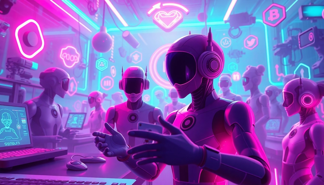 Vibrant digital illustration of NSFW AI platforms showcasing innovation and character diversity.