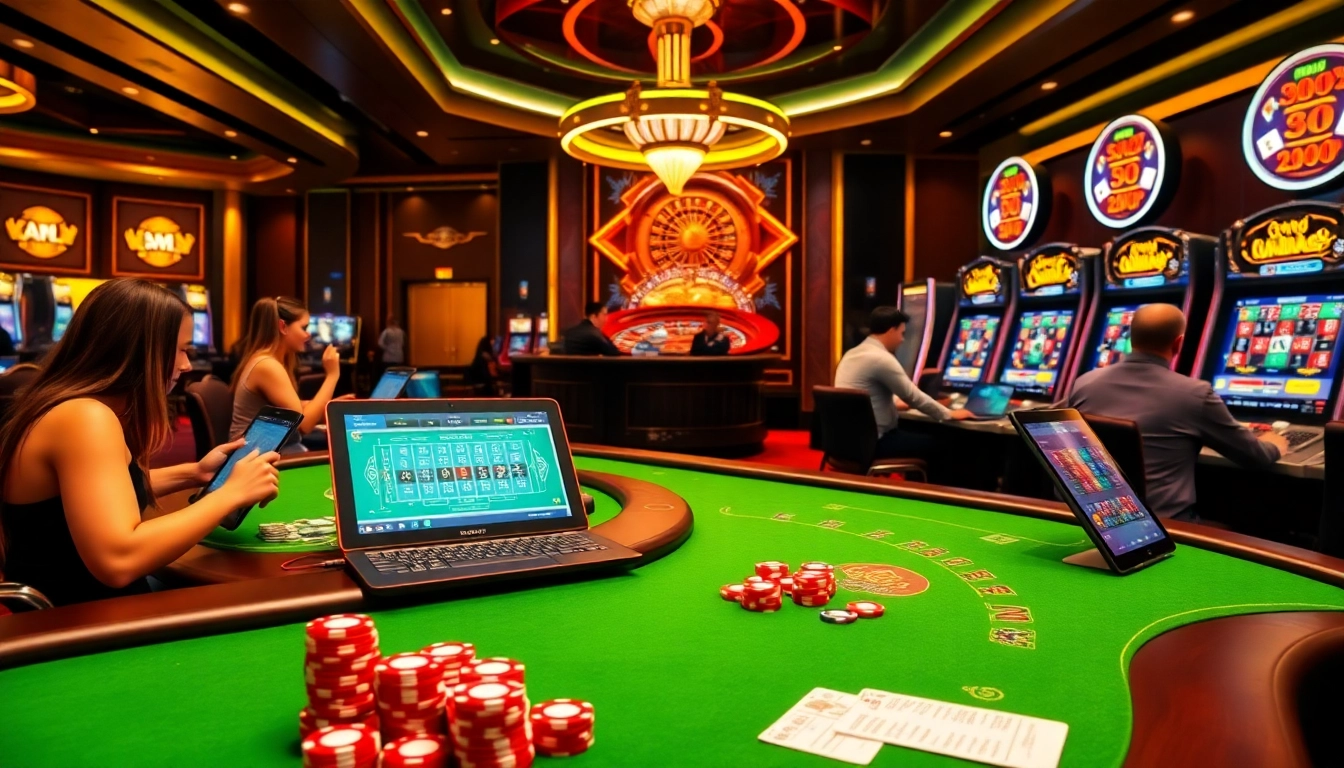 Experience thrilling online gaming at https://hz88mie.com with vibrant casino tables and excited players.