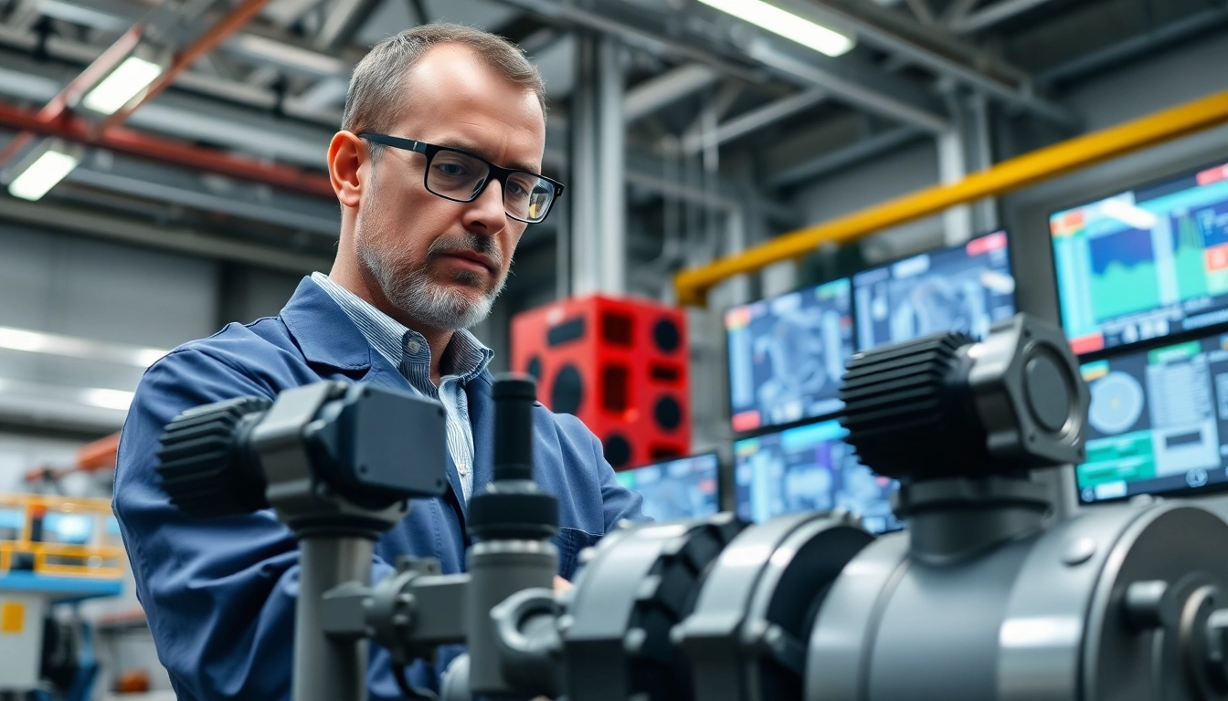 Enhance vibration control systems with a focused engineer analyzing industrial solutions.