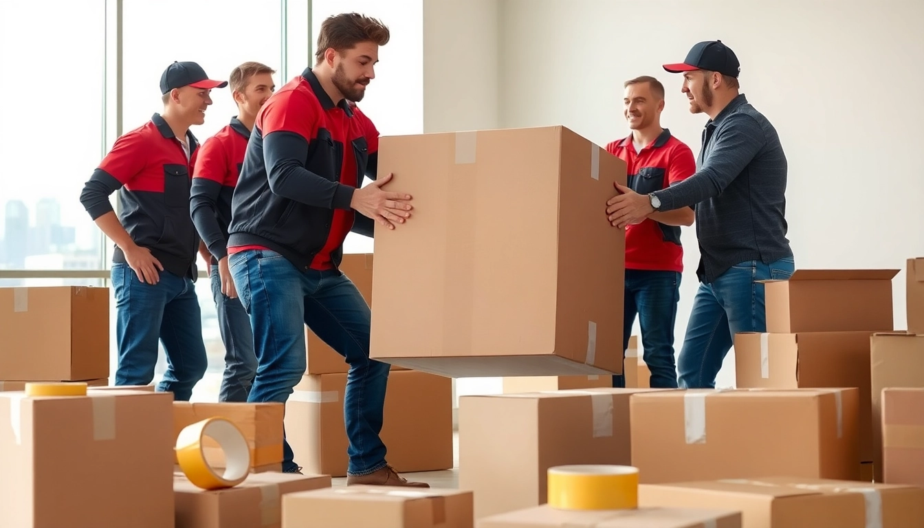 Long distance movers Calgary team efficiently packing boxes for relocation.
