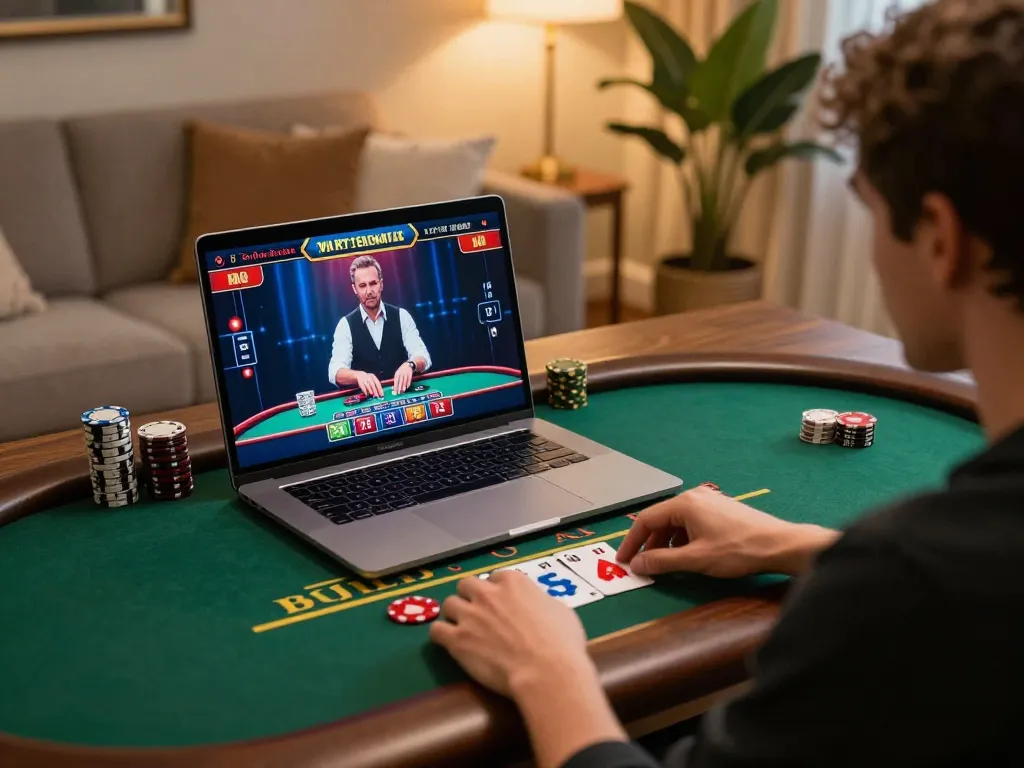 Tải hitclub while enjoying a thrilling live dealer blackjack session on a stylish laptop