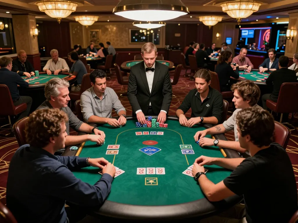 Players enjoying a thrilling poker game at Sanclub, showcasing strategic gameplay and casino excitement.