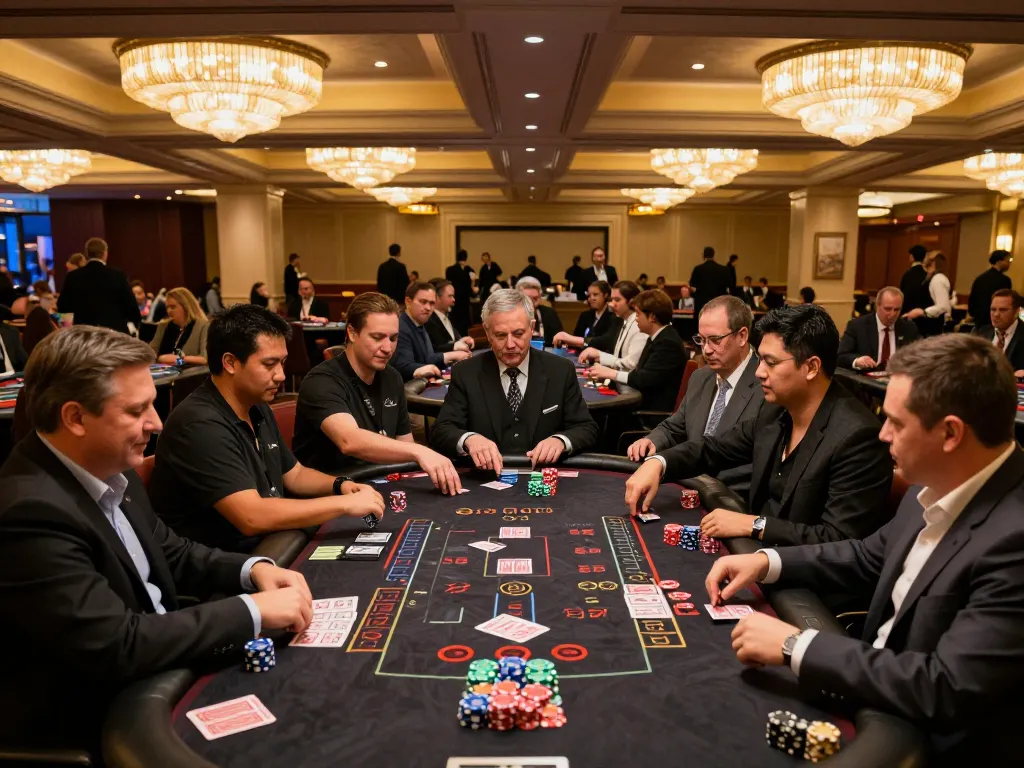 Players enjoying intense blackjack games at xi88 casino, showcasing dynamic gameplay and vibrant atmosphere.