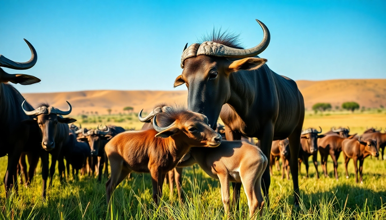 Witness the Wildebeest Calving season safari with a mother and her calf in the Serengeti.