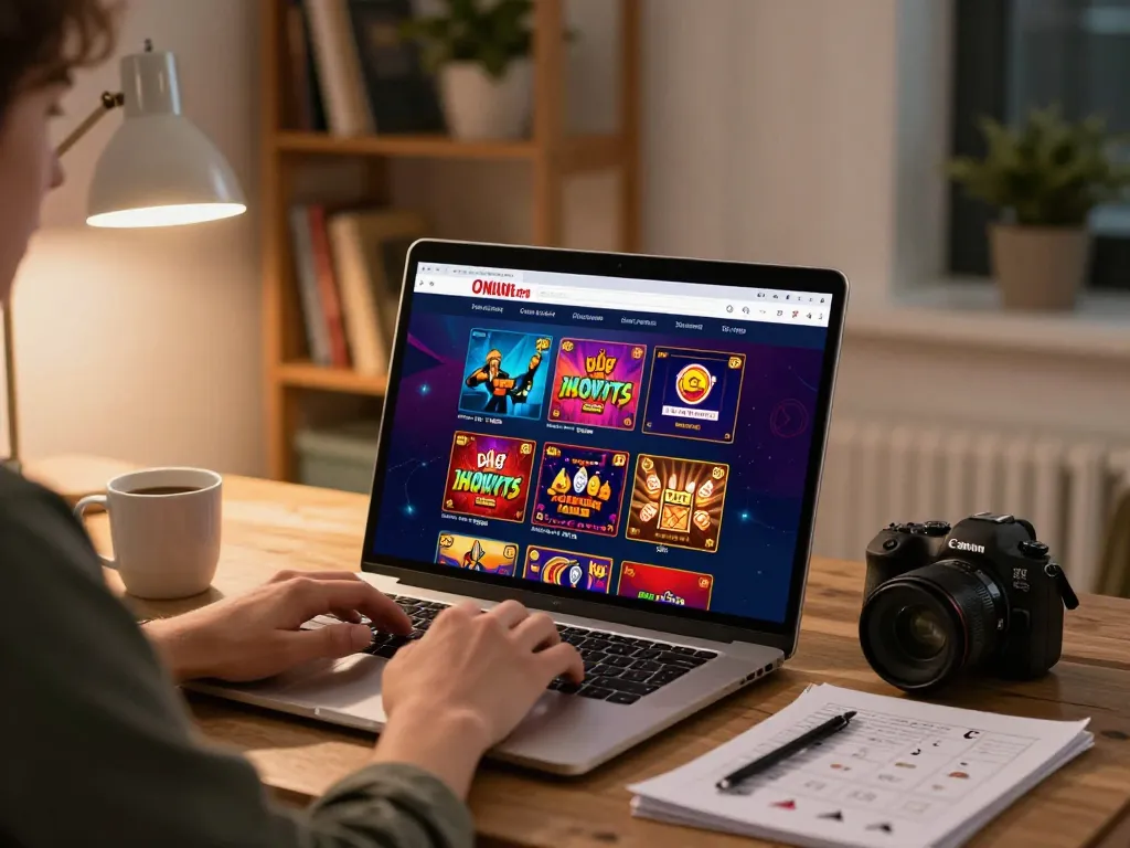 Playing online casino games on a laptop in a cozy setup, hytw3339 offers gaming strategies and excitement.