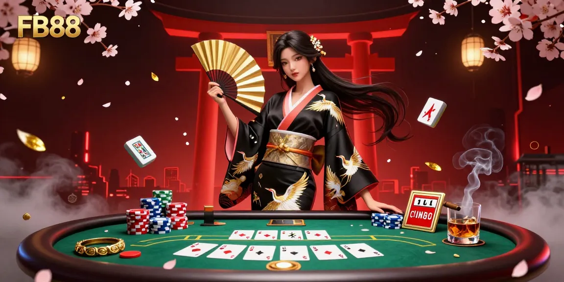 Experience the excitement of FB88 in a vibrant 3D illustration showcasing poker elements and an elegant atmosphere.