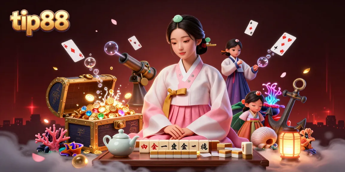 Experience exciting gameplay at tip88 with stunning visuals of casino-themed elements surrounding a serene character.