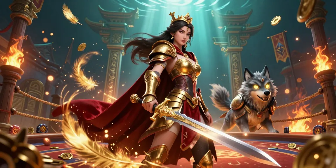 Experience thrilling action with go88, as a warrior queen and her wolf companion embody the excitement of gambling.