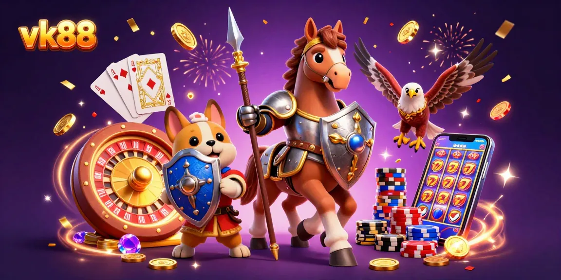 Engage with vk88’s dynamic casino adventure featuring golden coins, roulette, and playful characters!