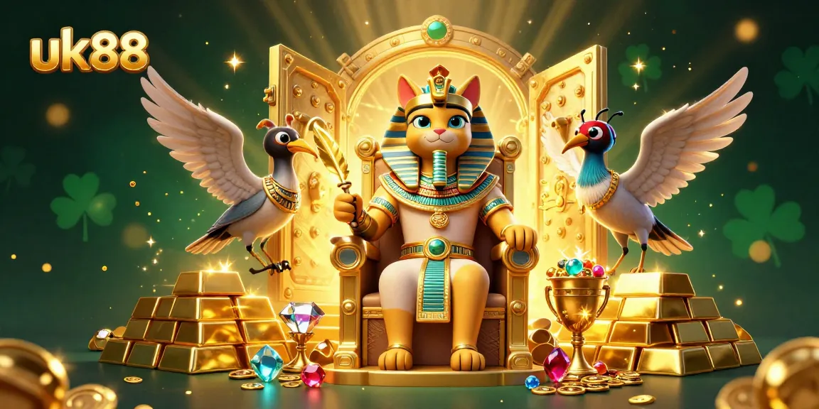 Experience thrilling wins at uk88 with a vibrant 3D casino scene featuring rich treasures and gaming elements.