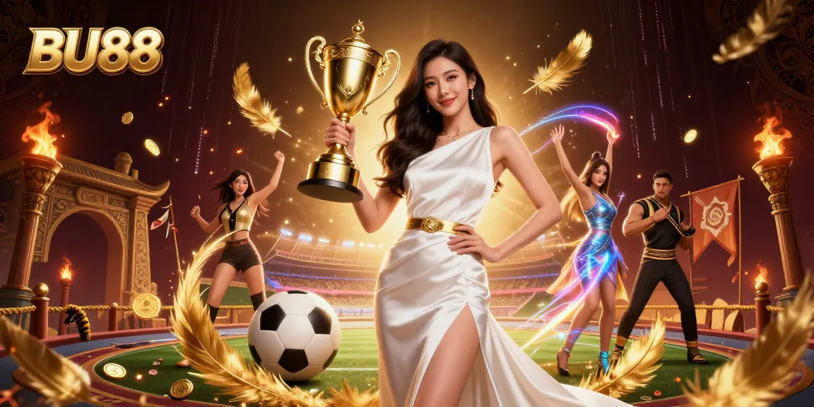 Engage with BU88's vibrant casino scene featuring a stunning winner amidst sports betting elements.