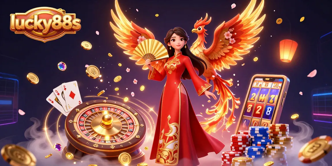 Experience thrilling wins with lucky88s in a vibrant 3D casino scene full of excitement.