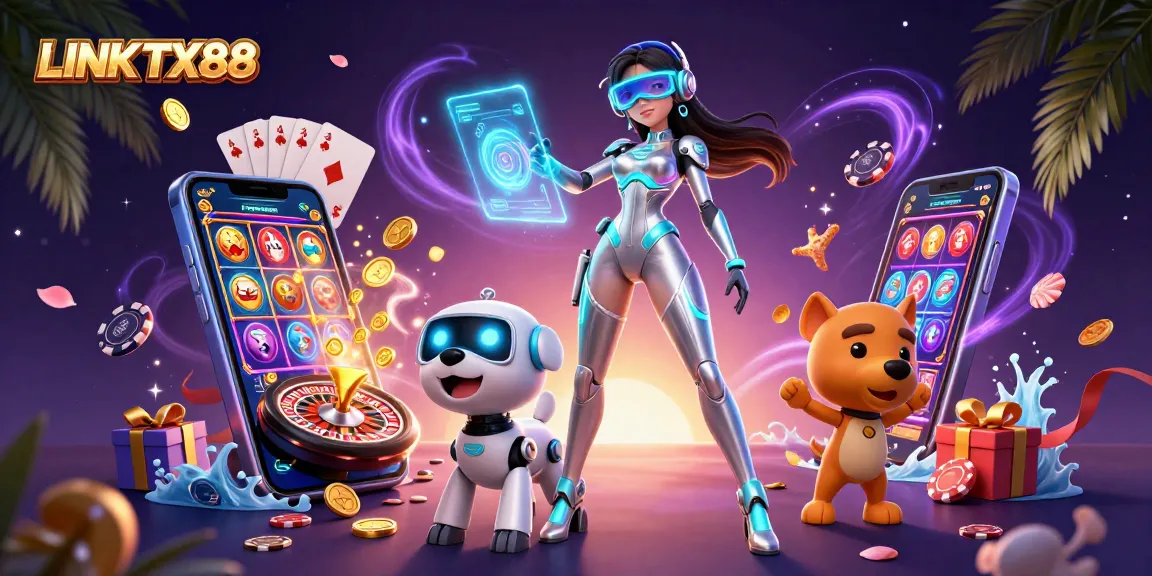 Experience the excitement of LINK TX88 with stunning visuals of a futuristic casino scene