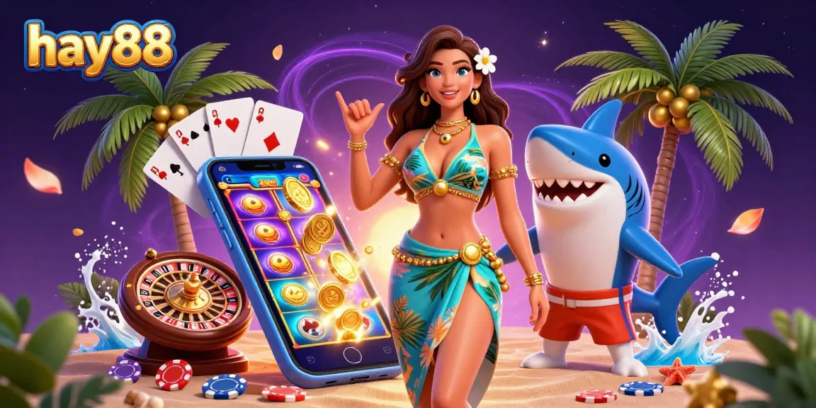 Experience thrills with hay88's exciting online games as golden coins and slots animate the scene.