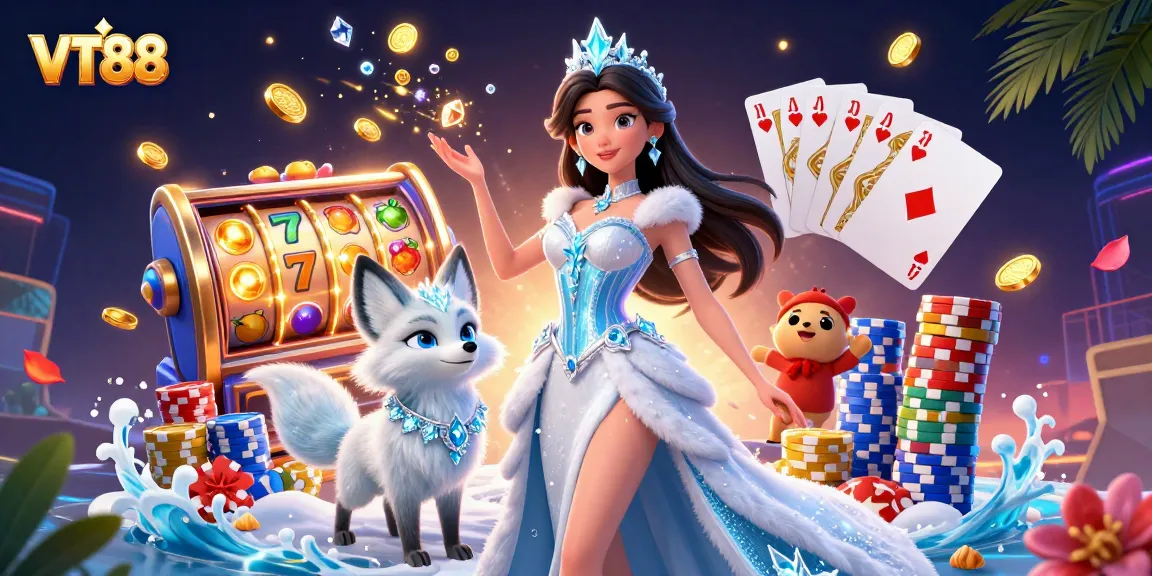 Engage with VT88 and spin to win on vibrant slot machine reels with lucky sevens!