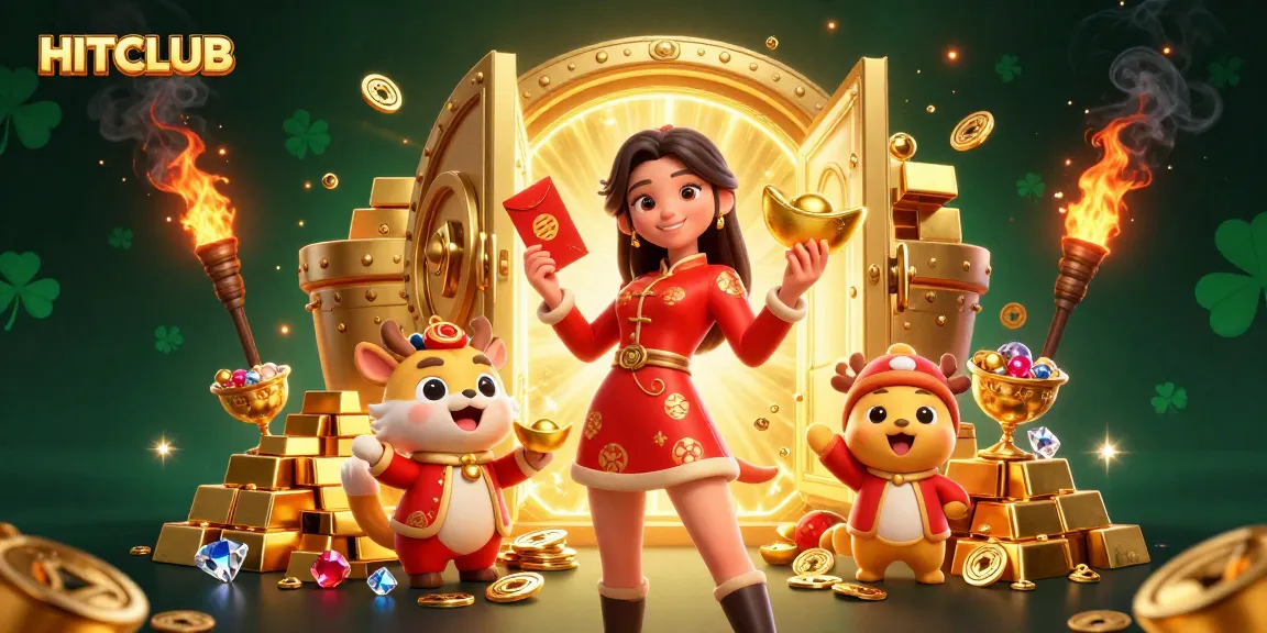 Engage with HITCLUB's rich gaming experience featuring a festive Asian theme with golden treasures.