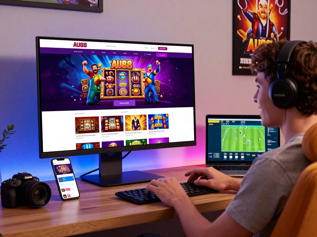 Engaging gaming experience at AU88 com, showcasing online slots and live betting interface.