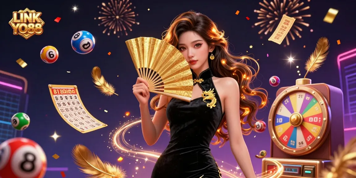 Experience the excitement of LINK YO88 with a vibrant 3D casino illustration showcasing dynamic game elements.