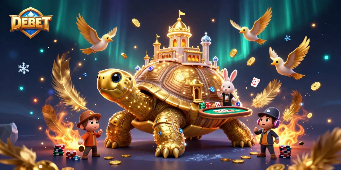 Experience thrilling gameplay with DEBET in this vibrant casino illustration showcasing unique characters and elements.