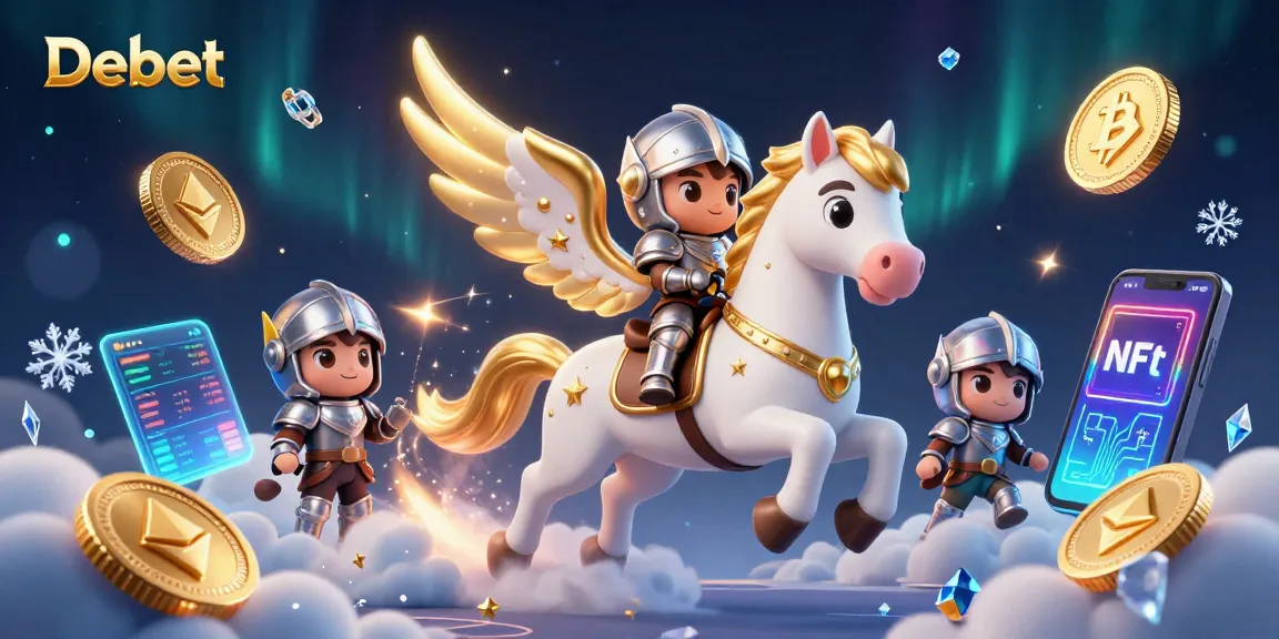 Bet on Debet and experience a magical journey with a celestial horse and knight surrounded by exciting crypto elements.