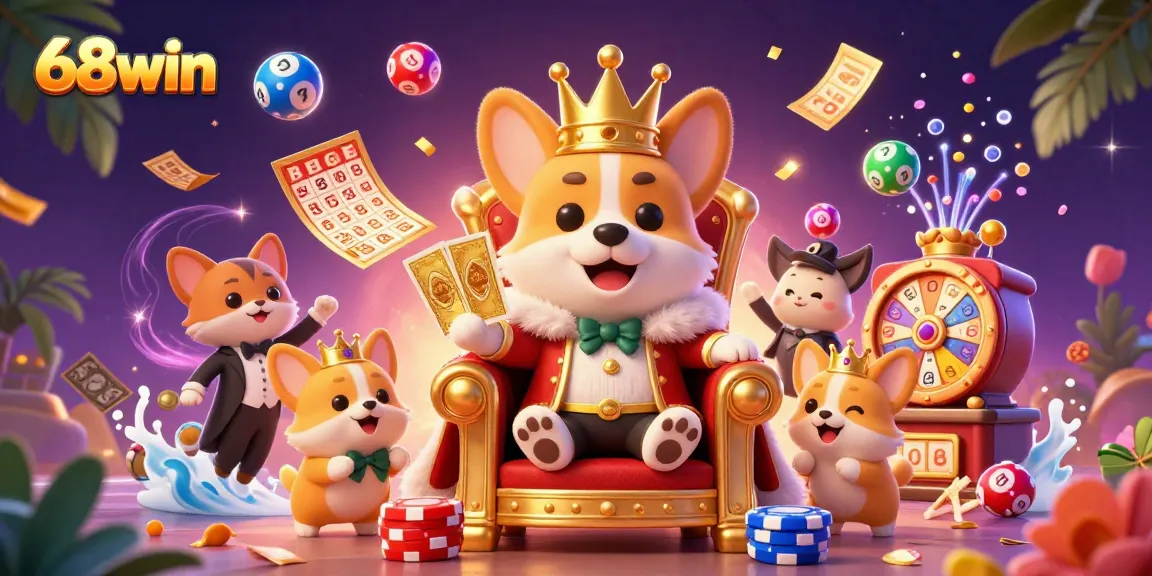 Experience the vibrant gambling scene at 68win with lively characters and dynamic casino elements